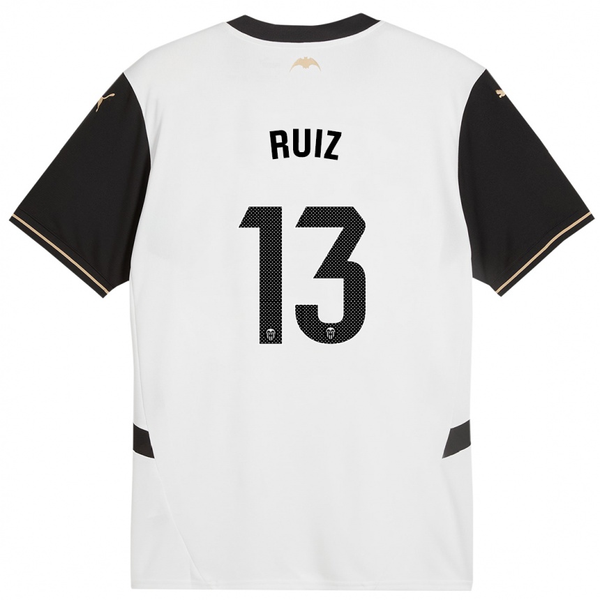 Kids Football Nil Ruiz #13 White Black Home Jersey 2024/25 T-Shirt Uk