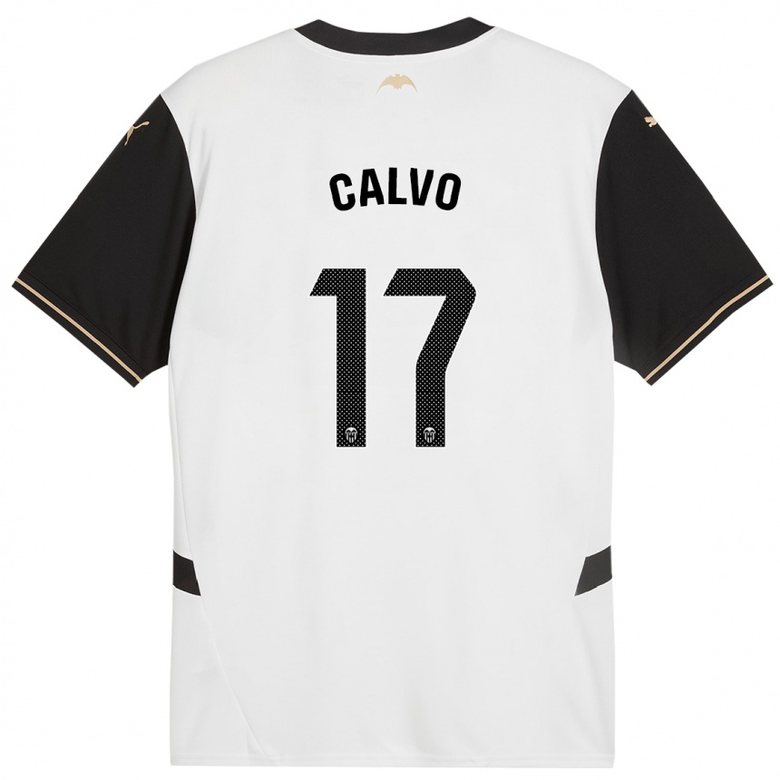 Kids Football Borja Calvo #17 White Black Home Jersey 2024/25 T-Shirt Uk