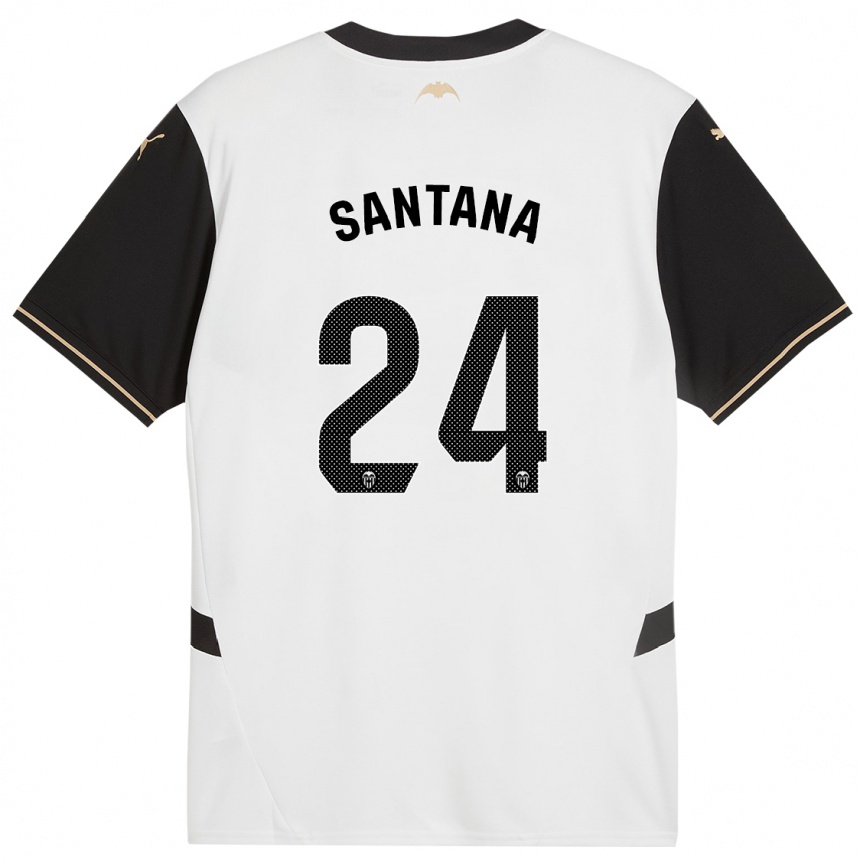 Kids Football Ismael Santana #24 White Black Home Jersey 2024/25 T-Shirt Uk