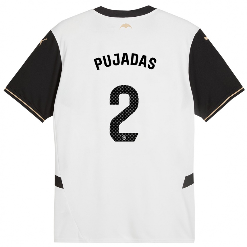 Kids Football Berta Pujadas #2 White Black Home Jersey 2024/25 T-Shirt Uk