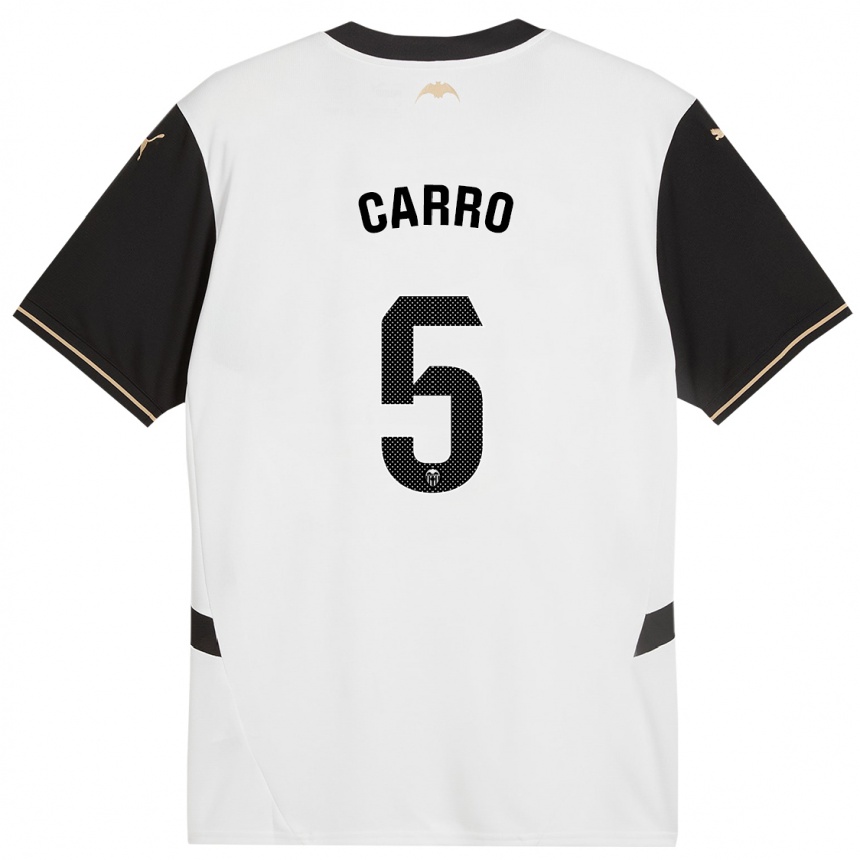 Kids Football Marta Carro #5 White Black Home Jersey 2024/25 T-Shirt Uk