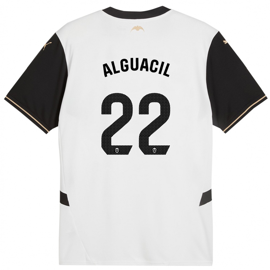 Kids Football Ainhoa Alguacil #22 White Black Home Jersey 2024/25 T-Shirt Uk