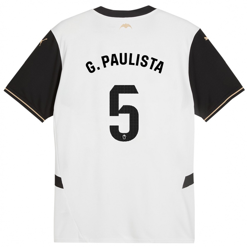 Kids Football Gabriel Paulista #5 White Black Home Jersey 2024/25 T-Shirt Uk