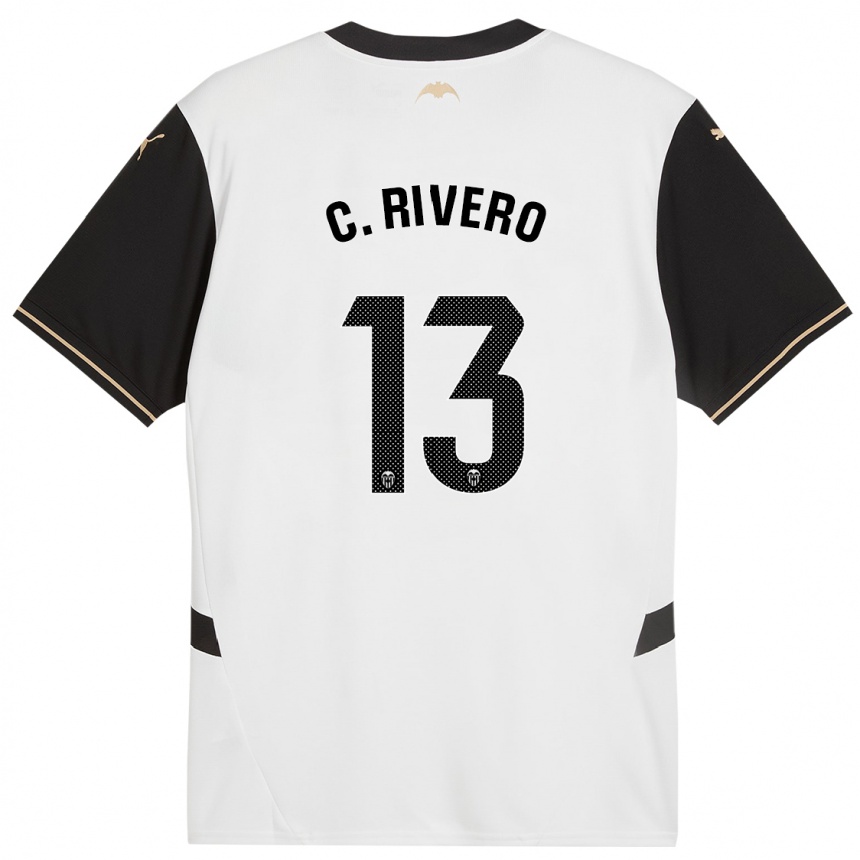 Kids Football Cristian Rivero #13 White Black Home Jersey 2024/25 T-Shirt Uk