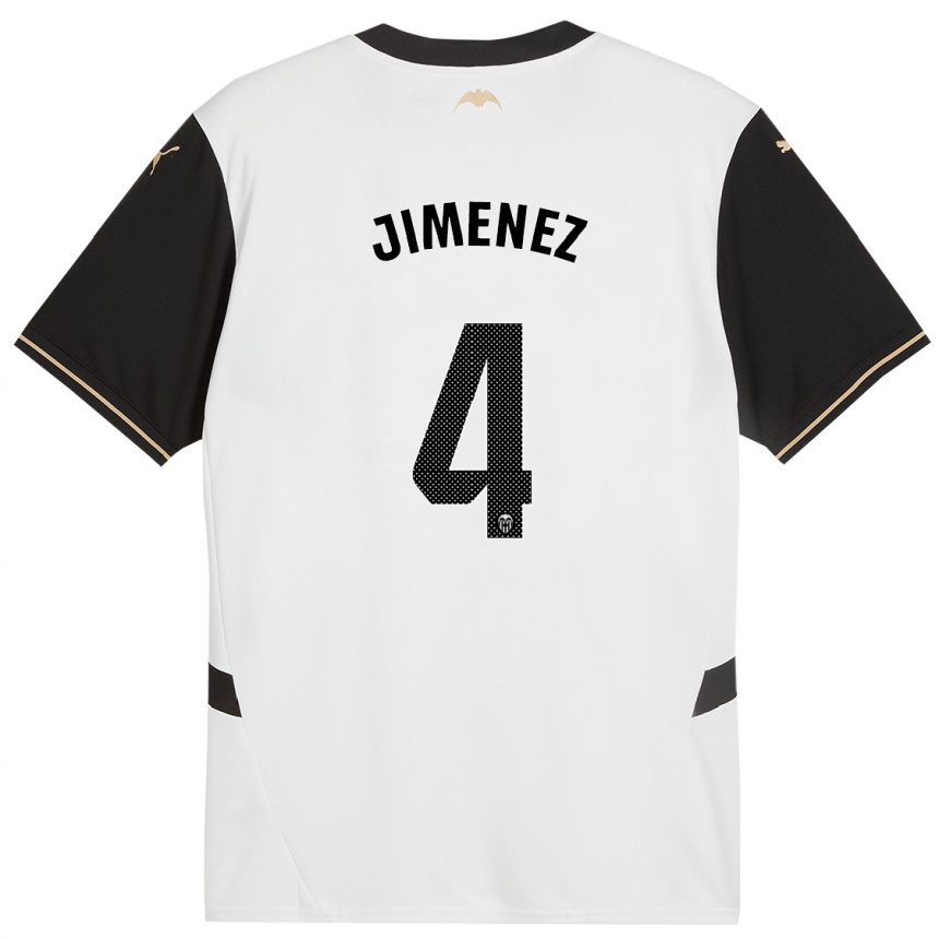 Kids Football Maria Jimenez #4 White Black Home Jersey 2024/25 T-Shirt Uk