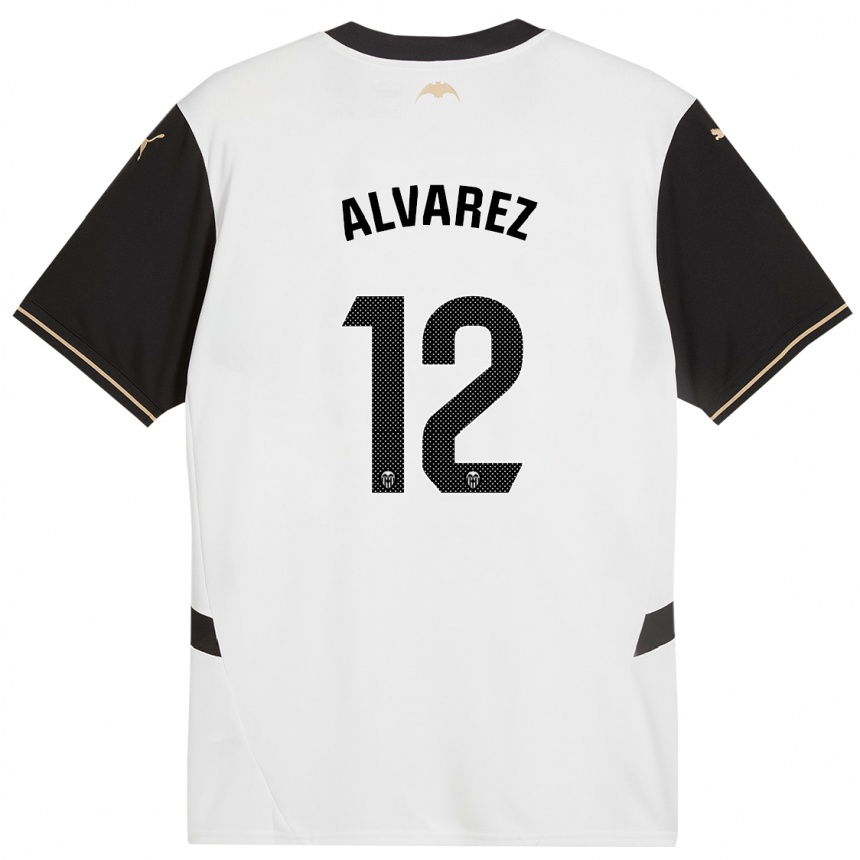 Kids Football Sofia Alvarez #12 White Black Home Jersey 2024/25 T-Shirt Uk