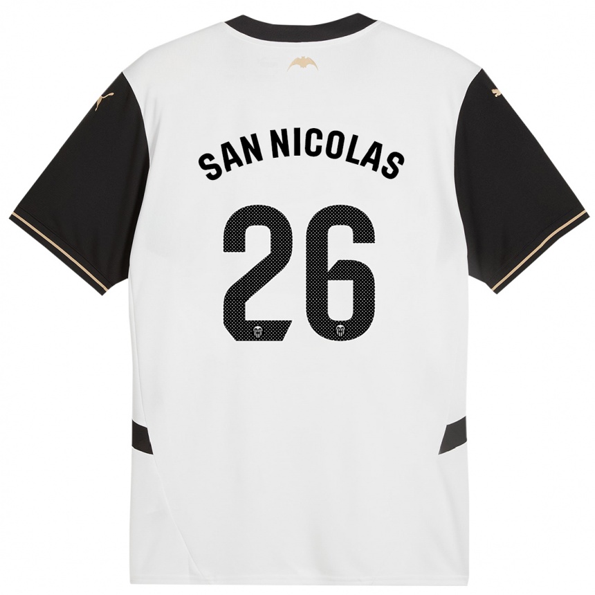 Kids Football Olga San Nicolas #26 White Black Home Jersey 2024/25 T-Shirt Uk