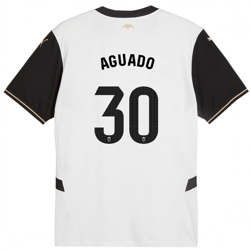 Kids Football Julia Aguado #30 White Black Home Jersey 2024/25 T-Shirt Uk