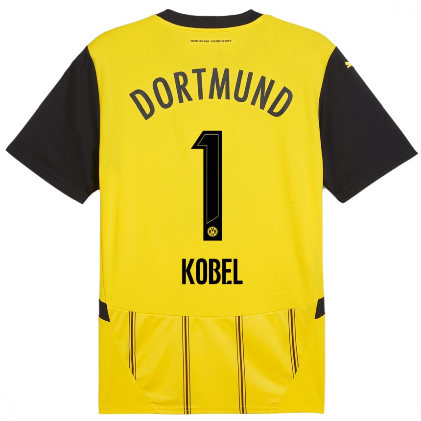 Kids Football Gregor Kobel #1 Yellow Black Home Jersey 2024/25 T-Shirt Uk