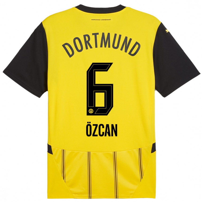 Kids Football Salih Ozcan #6 Yellow Black Home Jersey 2024/25 T-Shirt Uk