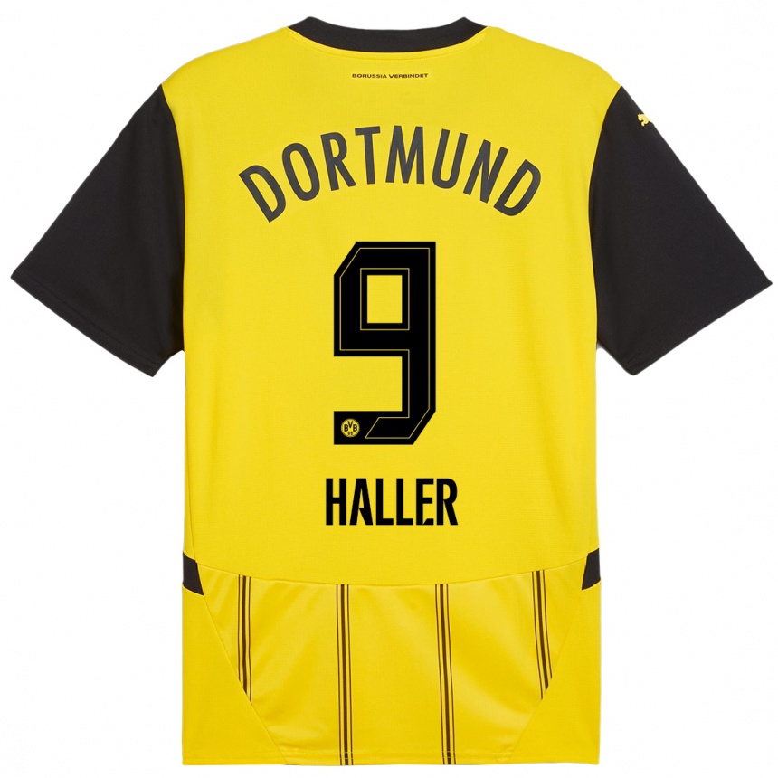 Kids Football Sebastien Haller #9 Yellow Black Home Jersey 2024/25 T-Shirt Uk