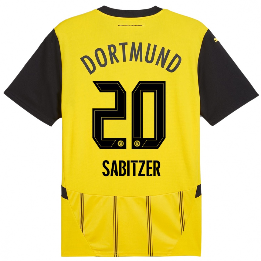 Kids Football Marcel Sabitzer #20 Yellow Black Home Jersey 2024/25 T-Shirt Uk