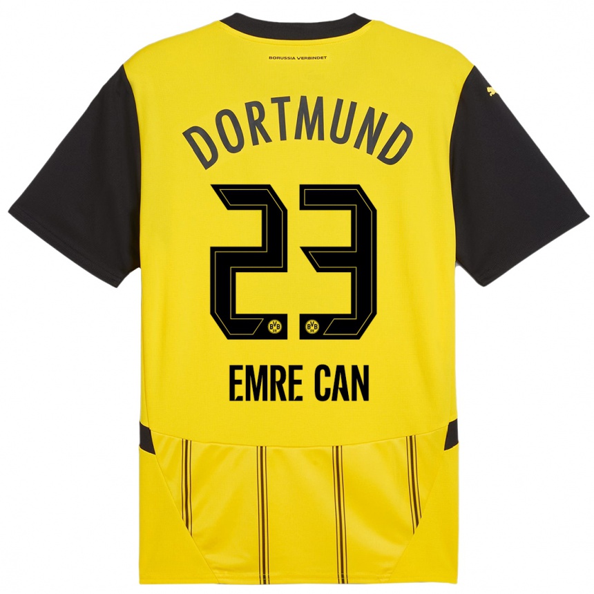 Kids Football Emre Can #23 Yellow Black Home Jersey 2024/25 T-Shirt Uk