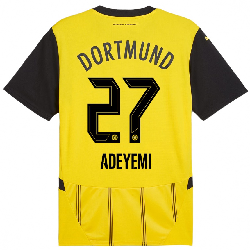 Kids Football Karim Adeyemi #27 Yellow Black Home Jersey 2024/25 T-Shirt Uk