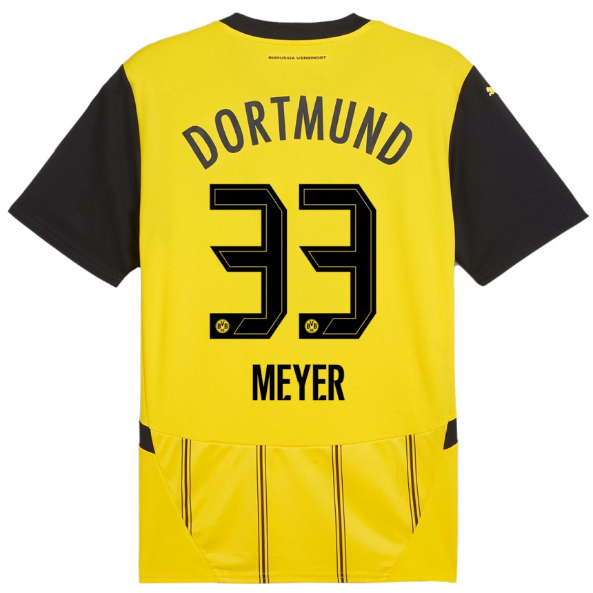 Kids Football Alexander Meyer #33 Yellow Black Home Jersey 2024/25 T-Shirt Uk