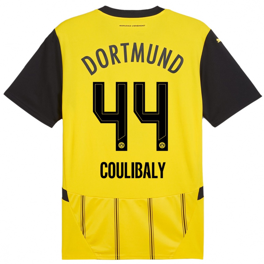 Kids Football Soumaila Coulibaly #44 Yellow Black Home Jersey 2024/25 T-Shirt Uk