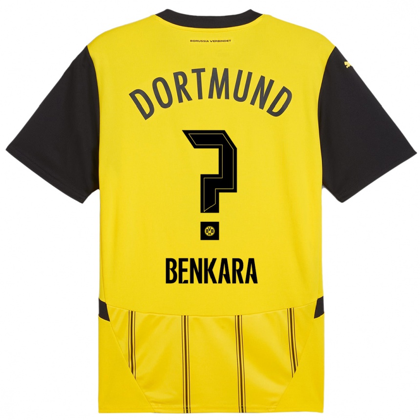 Kids Football Elias Benkara #0 Yellow Black Home Jersey 2024/25 T-Shirt Uk