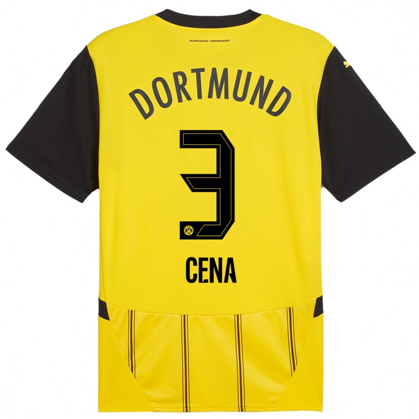 Kids Football Valon Cena #3 Yellow Black Home Jersey 2024/25 T-Shirt Uk