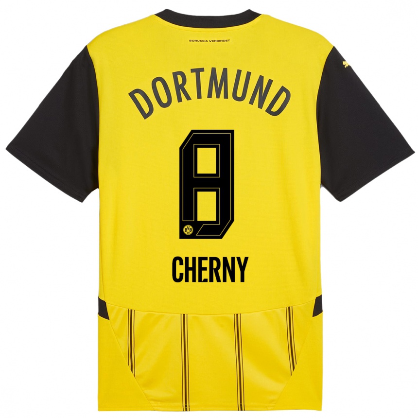 Kids Football Nick Cherny #8 Yellow Black Home Jersey 2024/25 T-Shirt Uk