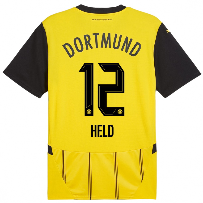 Kids Football Aaron Held #12 Yellow Black Home Jersey 2024/25 T-Shirt Uk