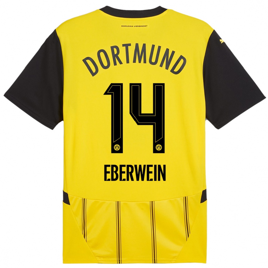 Kids Football Michael Eberwein #14 Yellow Black Home Jersey 2024/25 T-Shirt Uk