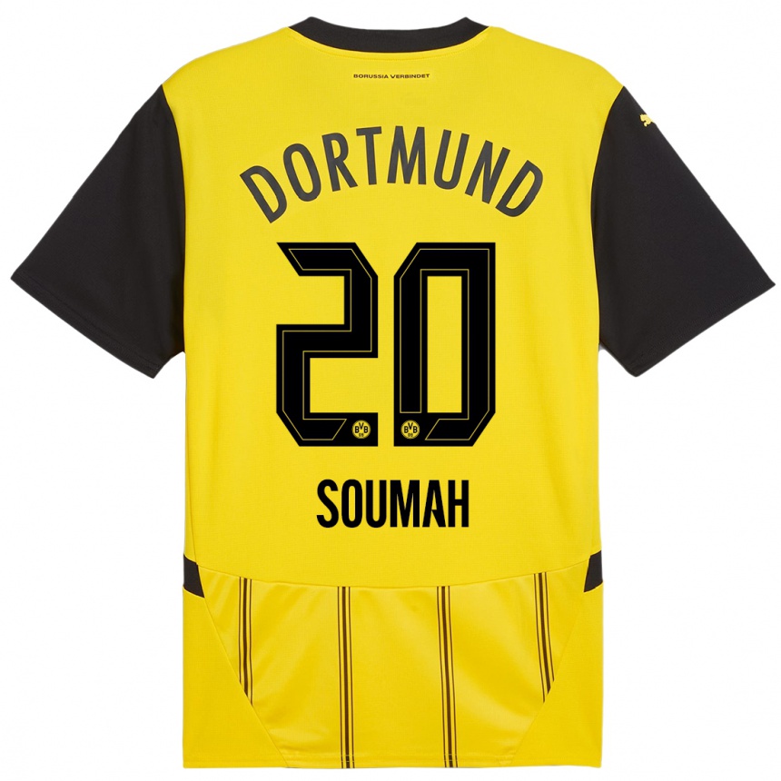 Kids Football Moussa Soumah #20 Yellow Black Home Jersey 2024/25 T-Shirt Uk