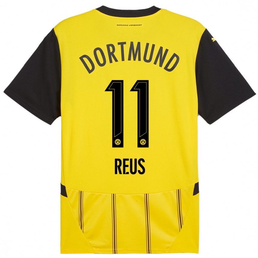 Kids Football Marco Reus #11 Yellow Black Home Jersey 2024/25 T-Shirt Uk