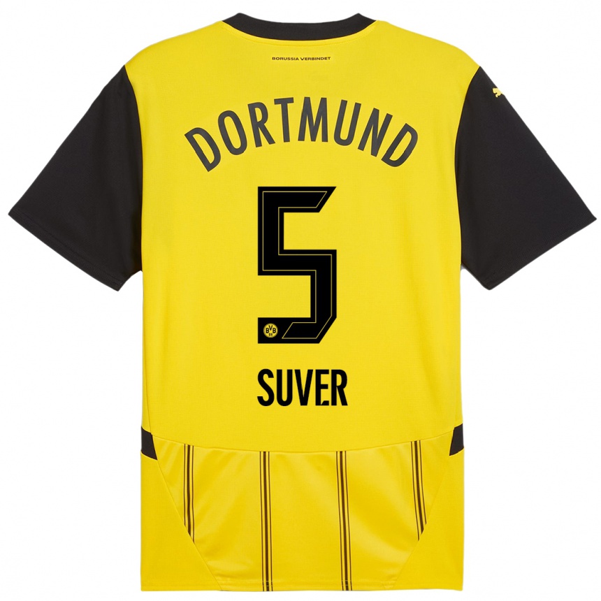 Kids Football Mario Suver #5 Yellow Black Home Jersey 2024/25 T-Shirt Uk