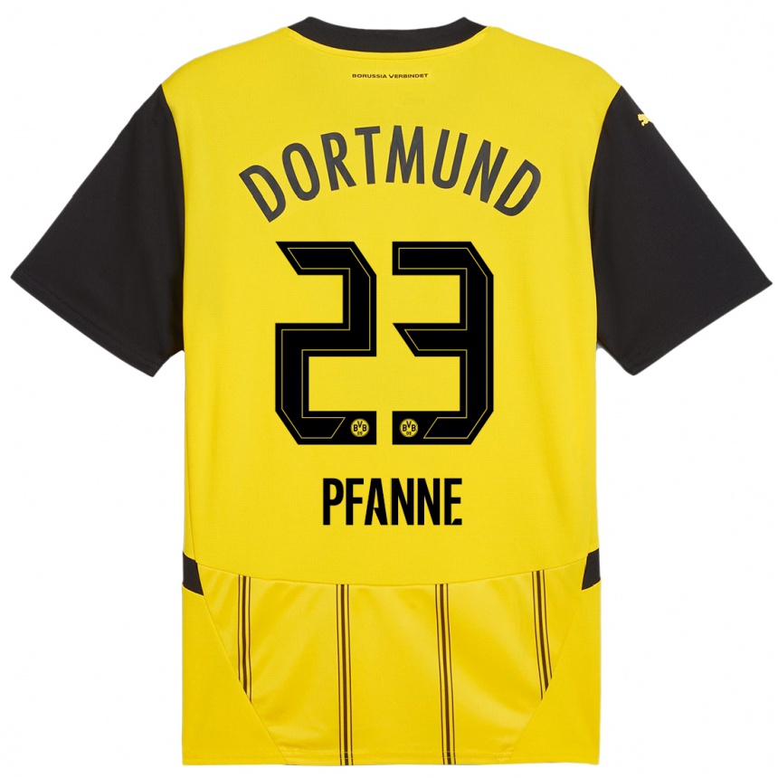 Kids Football Franz Pfanne #23 Yellow Black Home Jersey 2024/25 T-Shirt Uk