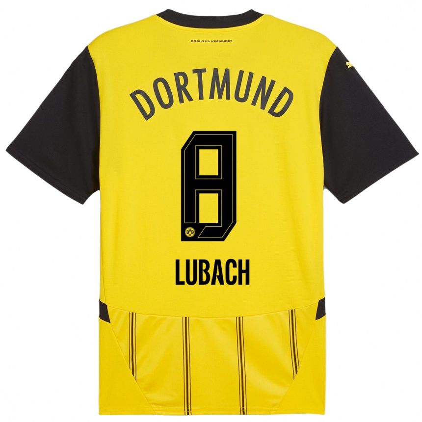 Kids Football Rafael Lubach #8 Yellow Black Home Jersey 2024/25 T-Shirt Uk