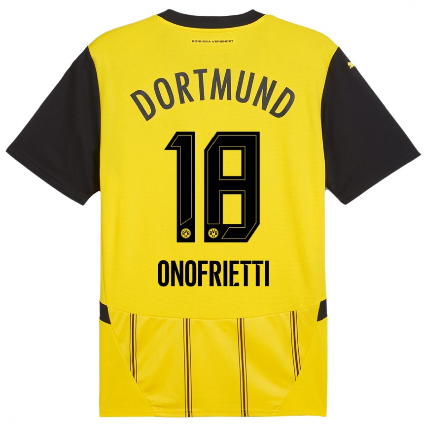 Kids Football Vincenzo Onofrietti #18 Yellow Black Home Jersey 2024/25 T-Shirt Uk