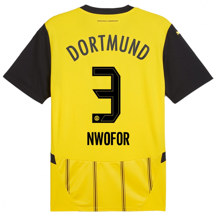 Kids Football Jamie Nwofor #3 Yellow Black Home Jersey 2024/25 T-Shirt Uk