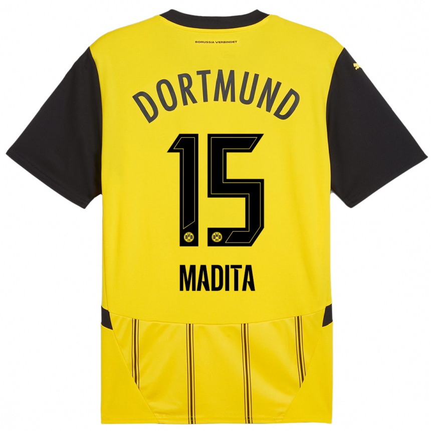 Kids Football Kohorst Madita #15 Yellow Black Home Jersey 2024/25 T-Shirt Uk