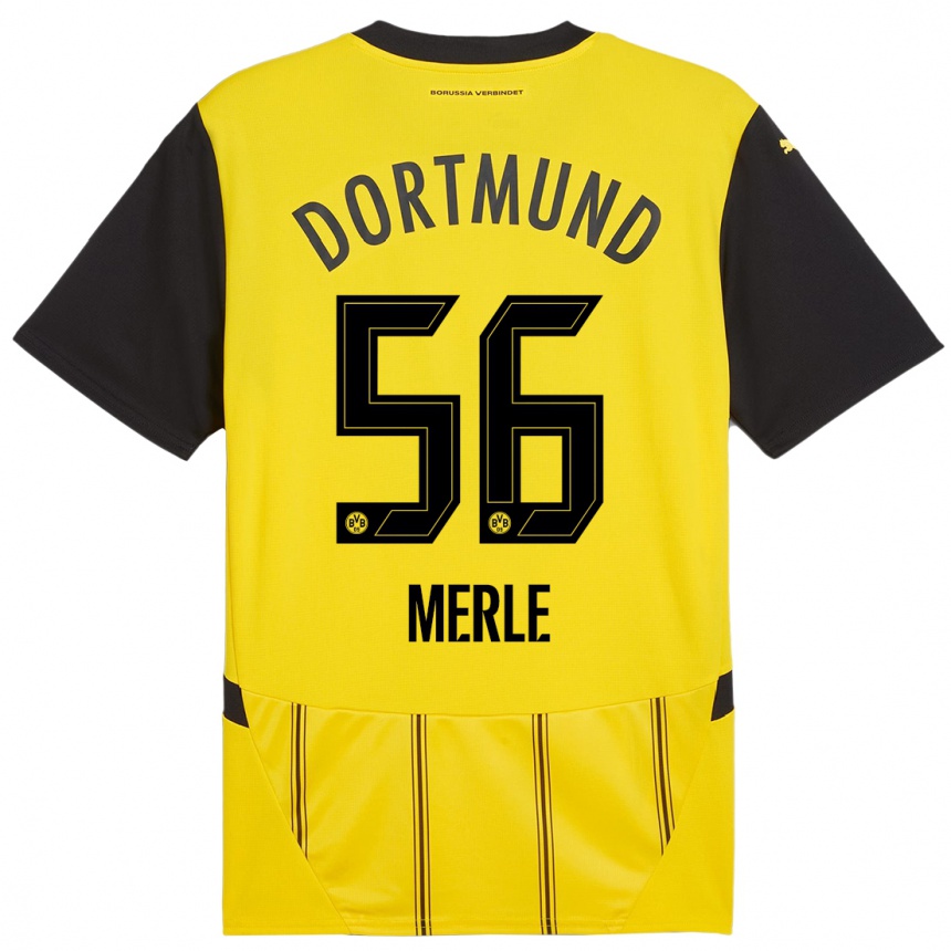 Kids Football Albers Merle #56 Yellow Black Home Jersey 2024/25 T-Shirt Uk