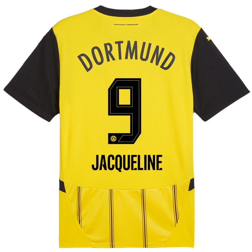 Kids Football Moreno Jacqueline #9 Yellow Black Home Jersey 2024/25 T-Shirt Uk