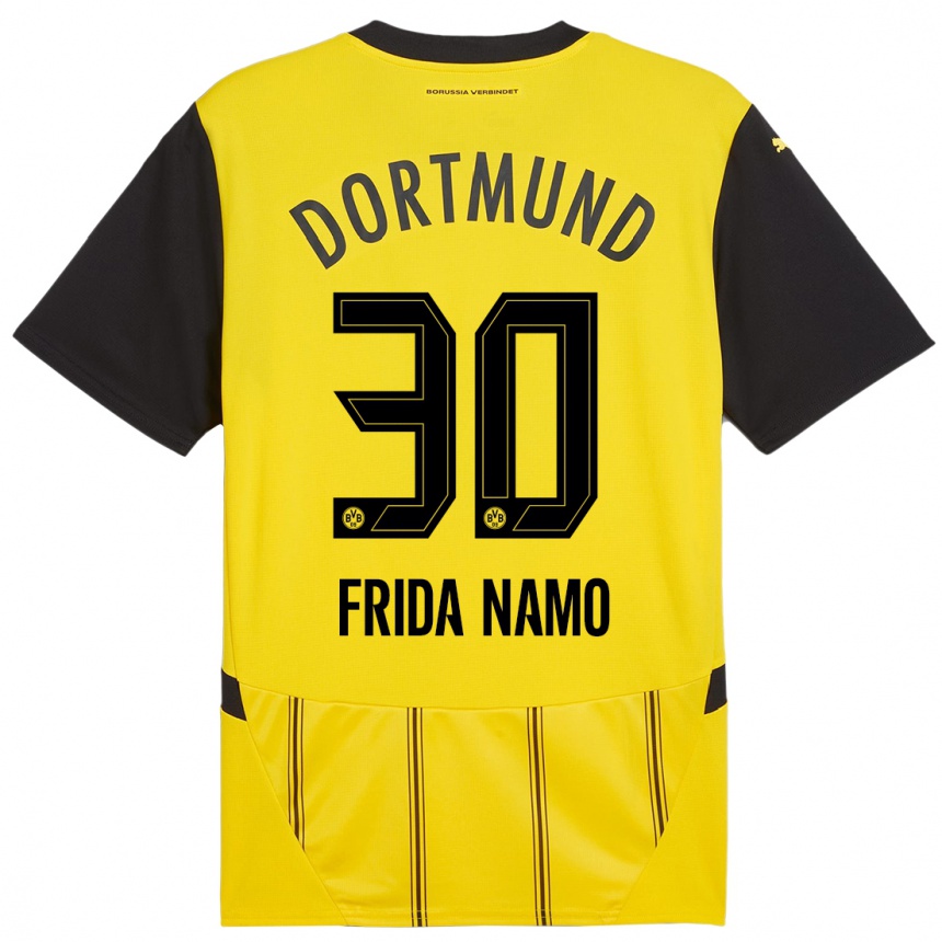 Kids Football Ronning Frida Namo #30 Yellow Black Home Jersey 2024/25 T-Shirt Uk