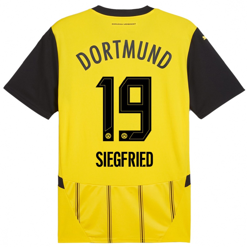 Kids Football Janz Siegfried #19 Yellow Black Home Jersey 2024/25 T-Shirt Uk