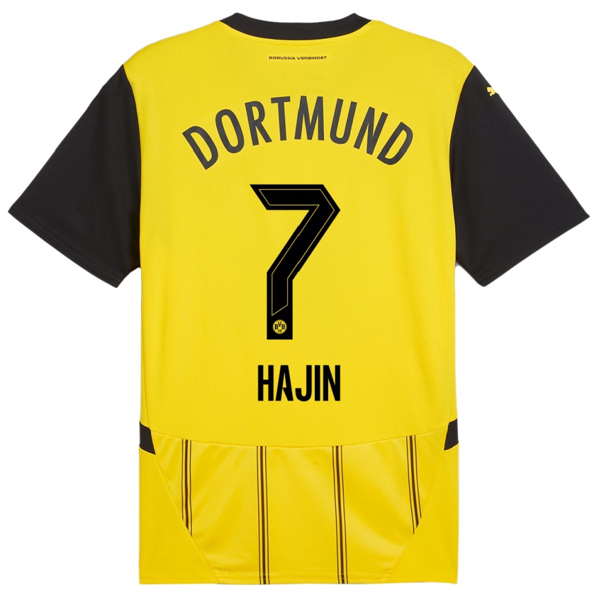 Kids Football So Hajin #7 Yellow Black Home Jersey 2024/25 T-Shirt Uk