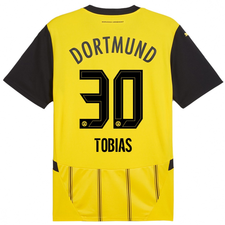 Kids Football Vogt Tobias #30 Yellow Black Home Jersey 2024/25 T-Shirt Uk