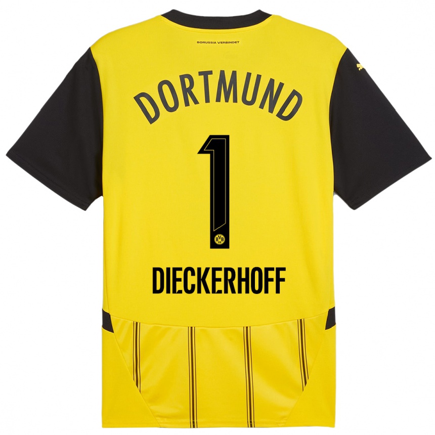 Kids Football Max Dieckerhoff #1 Yellow Black Home Jersey 2024/25 T-Shirt Uk