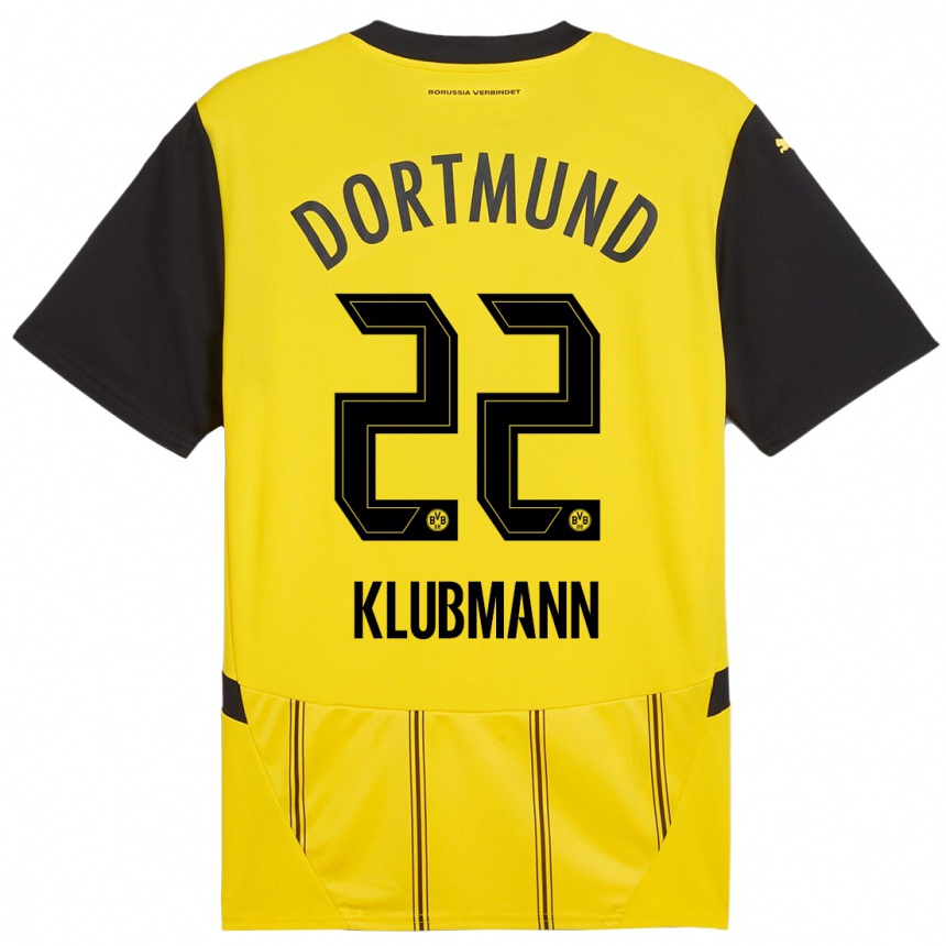 Kids Football Leon Klubmann #22 Yellow Black Home Jersey 2024/25 T-Shirt Uk