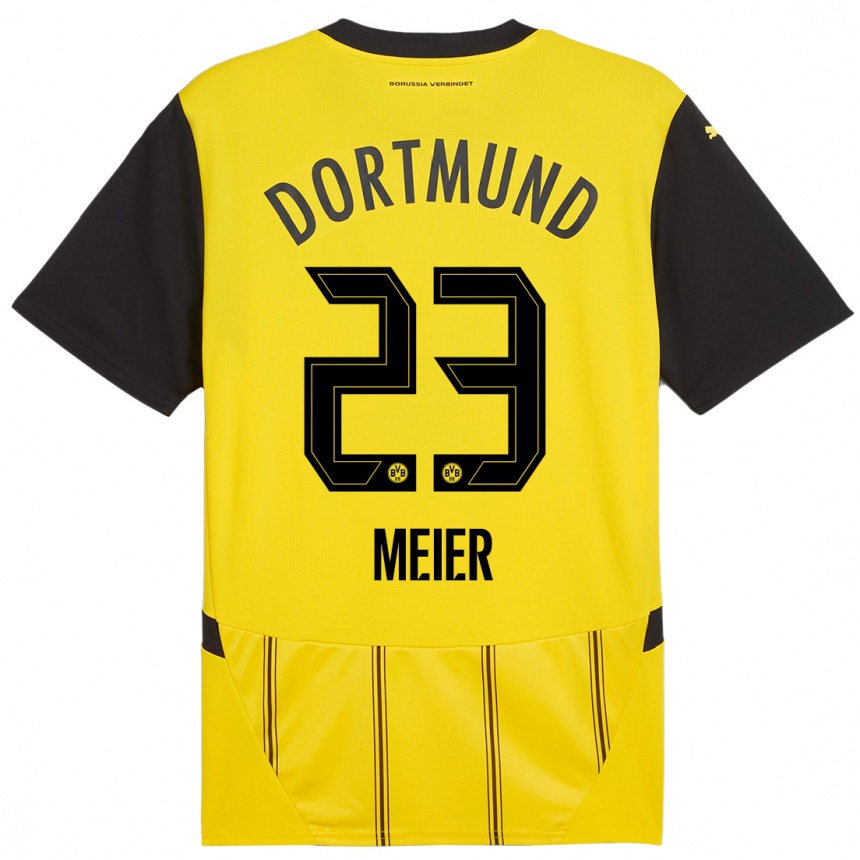 Kids Football Maximilian Meier #23 Yellow Black Home Jersey 2024/25 T-Shirt Uk