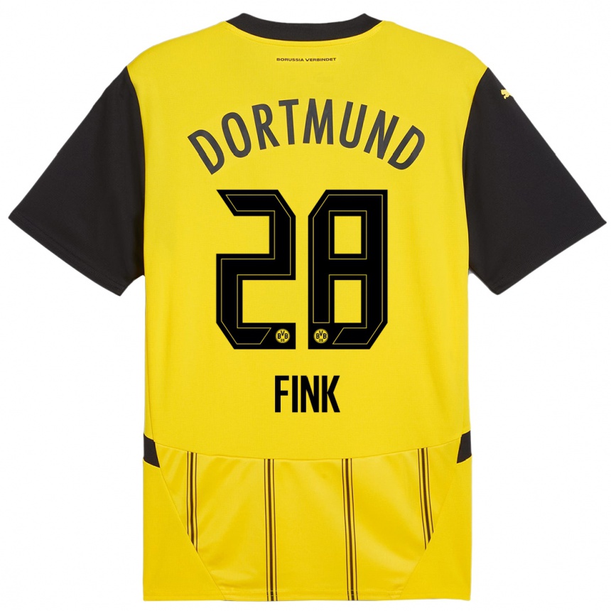 Kids Football Bradley Fink #28 Yellow Black Home Jersey 2024/25 T-Shirt Uk