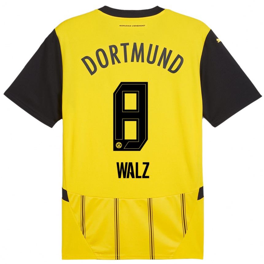 Kids Football Vasco Walz #8 Yellow Black Home Jersey 2024/25 T-Shirt Uk