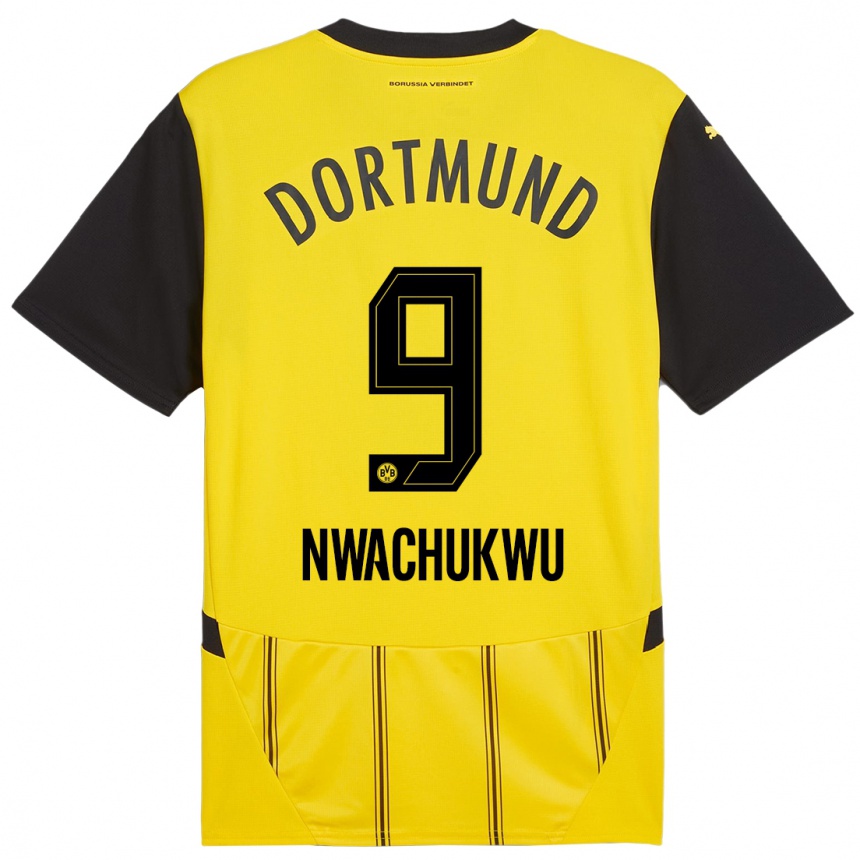 Kids Football Isaak Nwachukwu #9 Yellow Black Home Jersey 2024/25 T-Shirt Uk