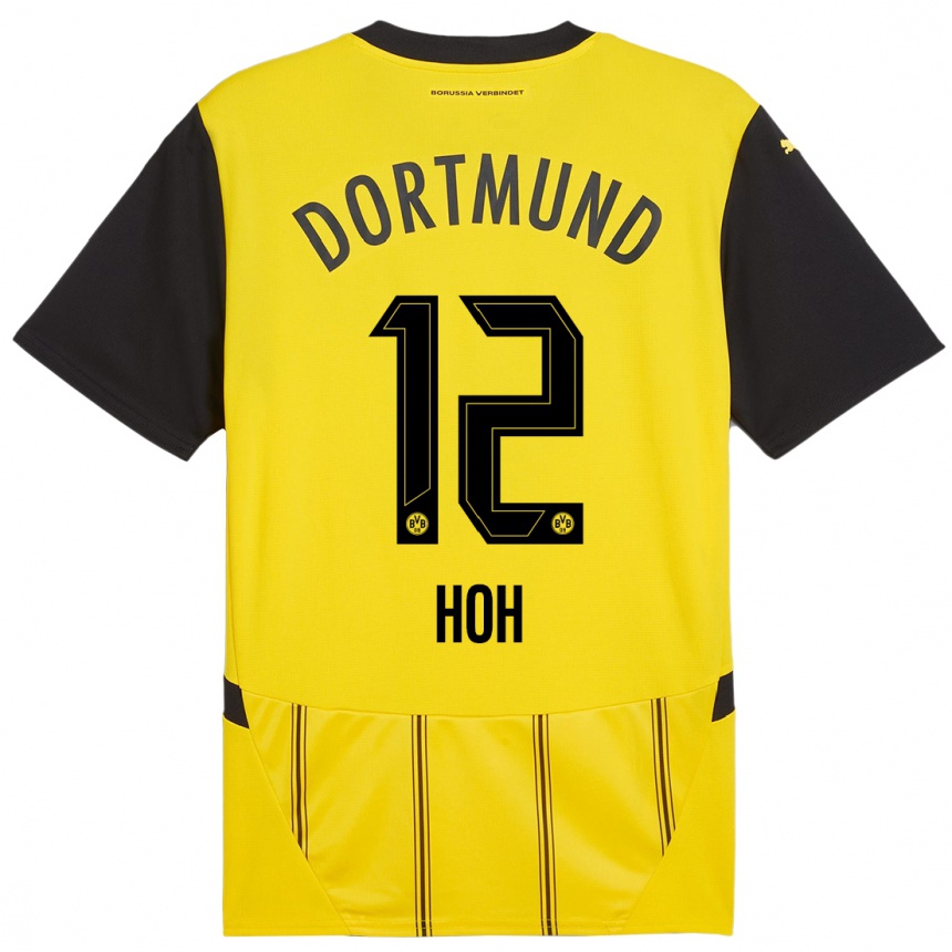 Kids Football Hendrik Hoh #12 Yellow Black Home Jersey 2024/25 T-Shirt Uk