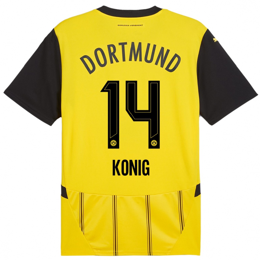 Kids Football Raul Konig #14 Yellow Black Home Jersey 2024/25 T-Shirt Uk