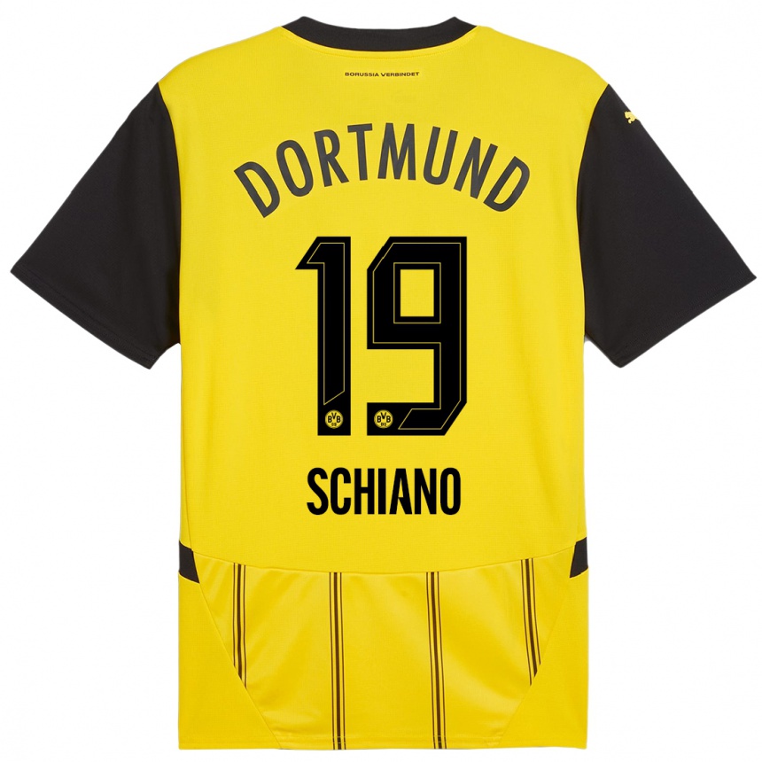 Kids Football Emilio Schiano #19 Yellow Black Home Jersey 2024/25 T-Shirt Uk