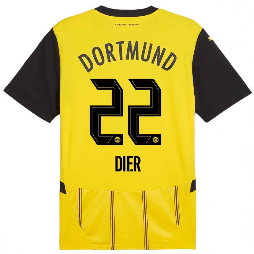 Kids Football Henrik Dier #22 Yellow Black Home Jersey 2024/25 T-Shirt Uk