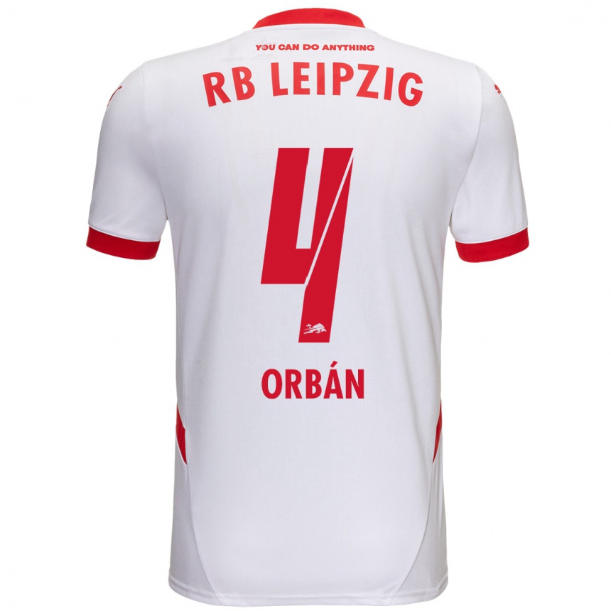 Kids Football Willi Orbán #4 White Red Home Jersey 2024/25 T-Shirt Uk